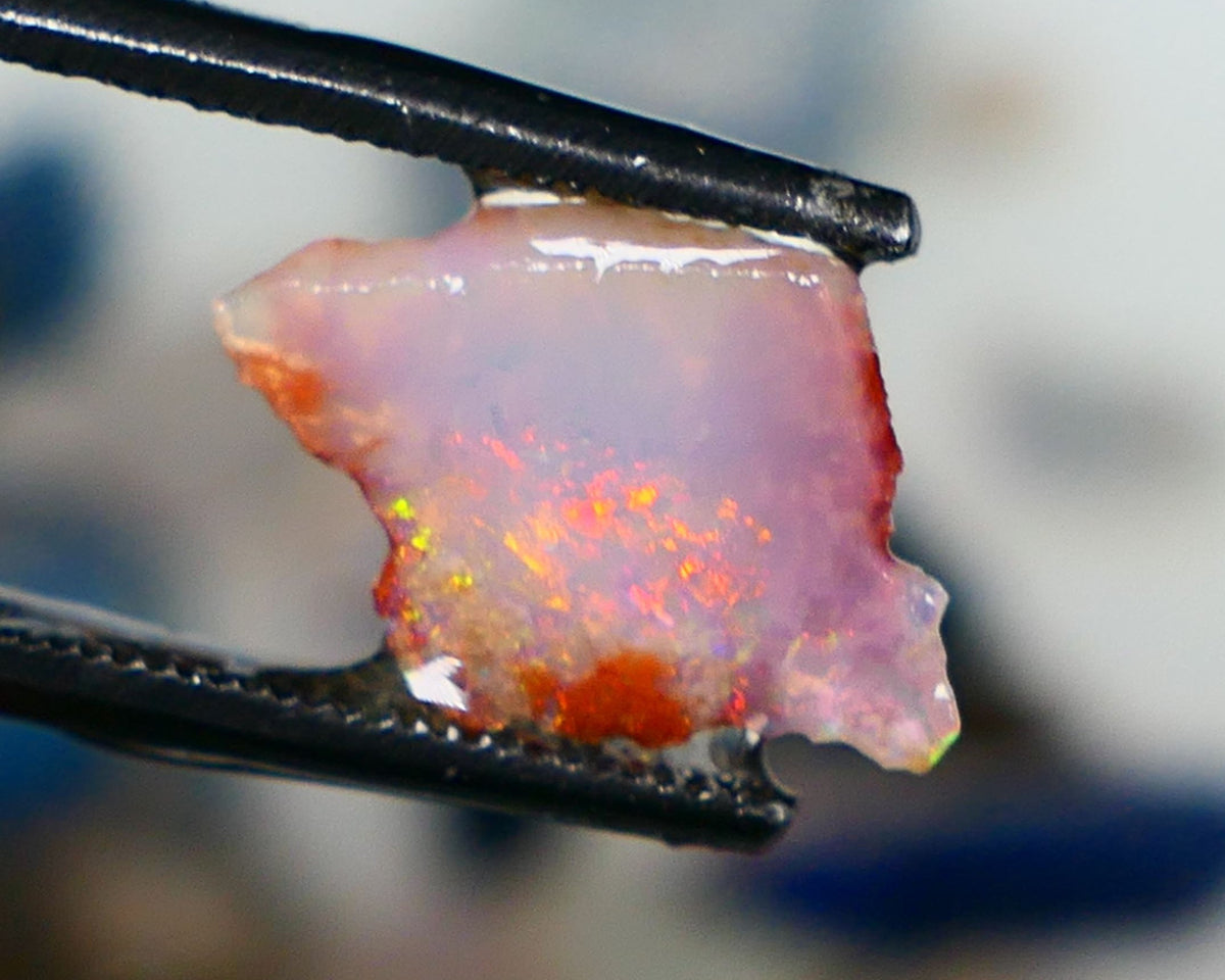 Coober Pedy Opal Rough n Rub Light base Crystal 1cts Orange/Red dominant Multicolours 11x8x1.8mm NS200