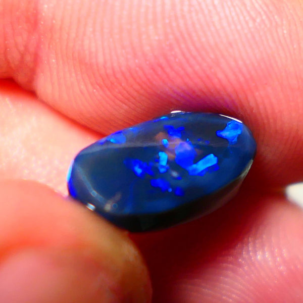 "Blocky Blues" on Black Crystal Opal Miners Bench® Knobby Rough Rub 2.90cts Stunning Bright Vibrant Blues 13x8x3.5mm NSA016