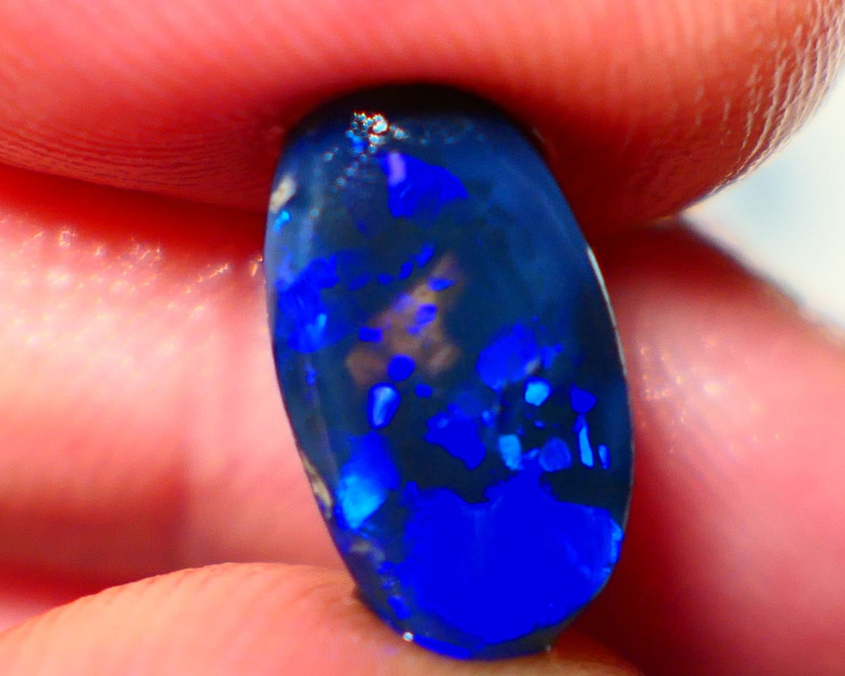 "Blocky Blues" on Black Crystal Opal Miners Bench® Knobby Rough Rub 2.90cts Stunning Bright Vibrant Blues 13x8x3.5mm NSA016