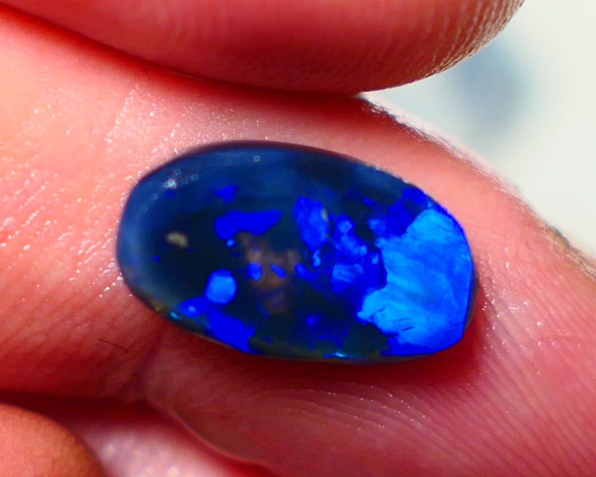 "Blocky Blues" on Black Crystal Opal Miners Bench® Knobby Rough Rub 2.90cts Stunning Bright Vibrant Blues 13x8x3.5mm NSA016