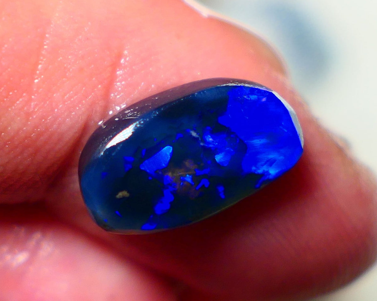 "Blocky Blues" on Black Crystal Opal Miners Bench® Knobby Rough Rub 2.90cts Stunning Bright Vibrant Blues 13x8x3.5mm NSA016