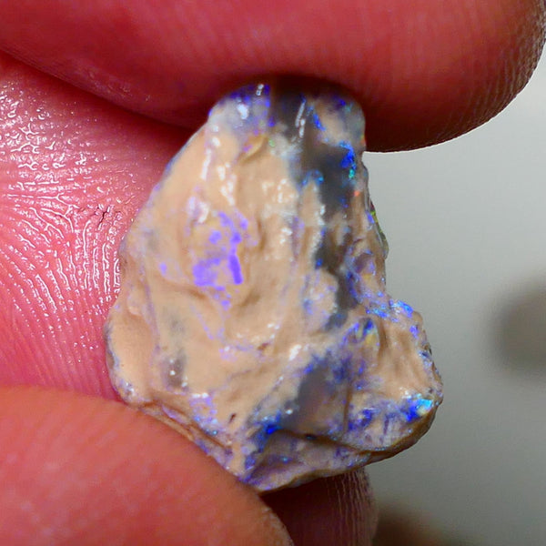 Lightning Ridge Rough Opal 5.50cts Crystal Base Gamble Knobby formation Bright blue fires some yellow flashes 16x13x6mm NS211