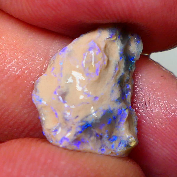 Lightning Ridge Rough Opal 5.50cts Crystal Base Gamble Knobby formation Bright blue fires some yellow flashes 16x13x6mm NS211