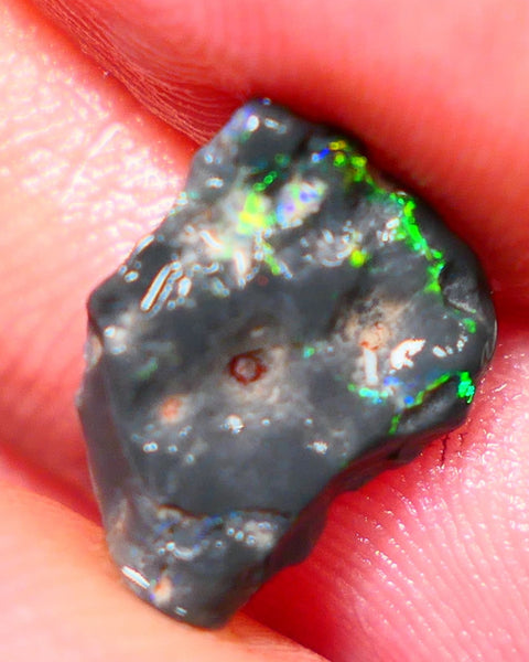 Lightning Ridge Rough Untouched Black Knobby opal 3.00cts Gorgeous Green Dominant M.Fires showing 15x10x4mm RL004