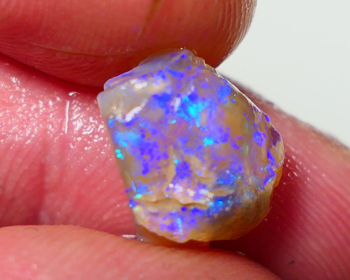 Lightning Ridge Rough Opal 4.00cts Crystal Base Gamble Knobby formation Gorgeous blue & Green fires 12x10x6mm NS305