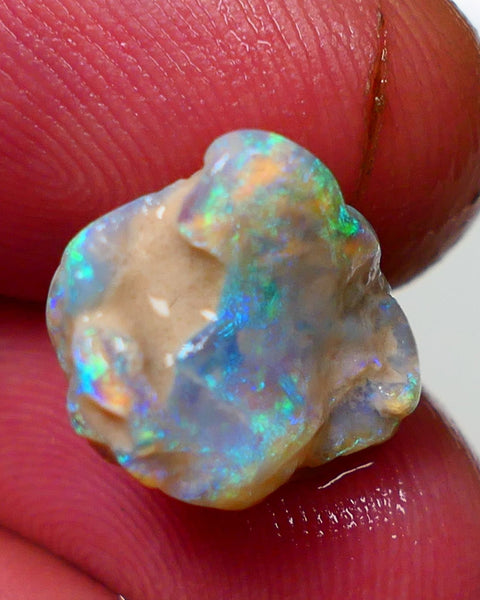 Lightning Ridge Rough Opal 6.00cts Crystal Base Gamble Knobby formation Gorgeous Green/Blues 13x12x7mm NS307