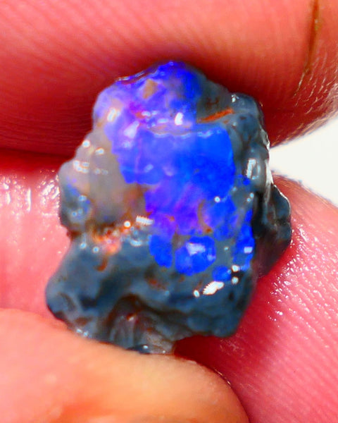 Lightning Ridge Rough Opal 3.50cts Black Crystal Base Knobby formation Gorgeous Royal Blues 14x9x6mm NS308