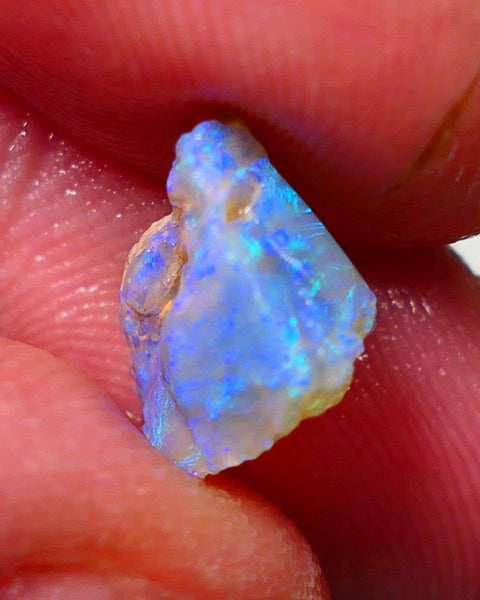 Lightning Ridge Rough Opal 3.50cts Crystal Base Knobby formation Gorgeous Bright Greens & Blues 12x10x7mm NS312