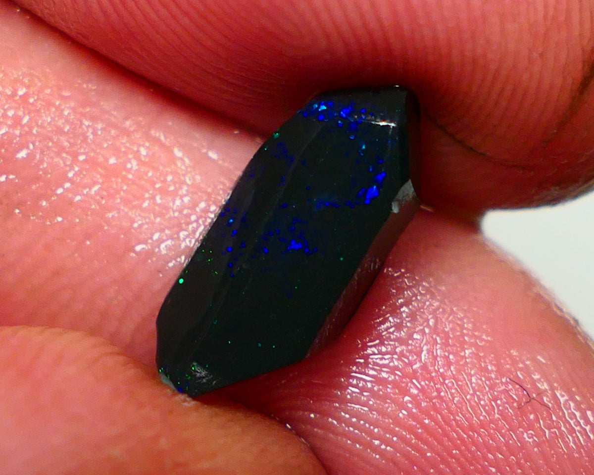 Lightning Ridge Rough / Rub Black opal Miners Bench® 2.25cts Galaxy Sparkles of Greens & Blues 14x6x4mm NS327