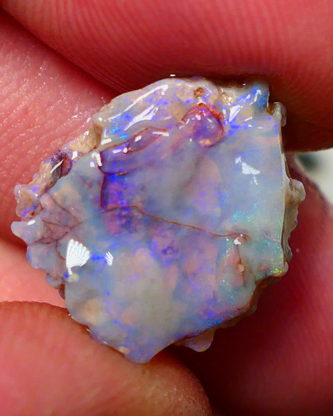 Lightning Ridge Rough Opal 7.75cts Crystal Base Seam Nice Blue Bar 18x16x5mm NS321