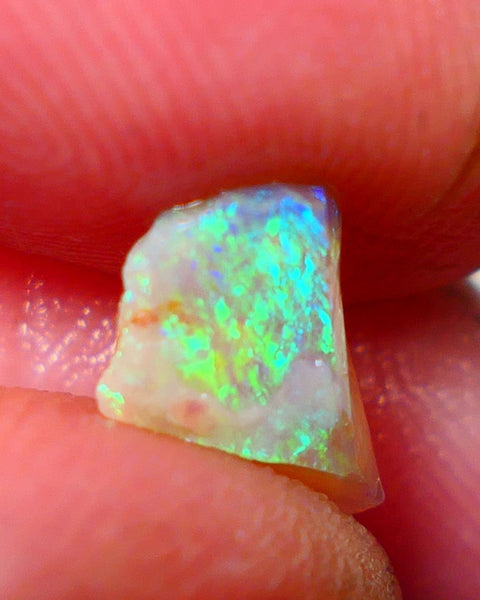 Lightning Ridge Rough Opal 0.90cts Crystal Seam showing Bright Green/Yellow/Blue Dominant colours 9x7x2.5mm NS320