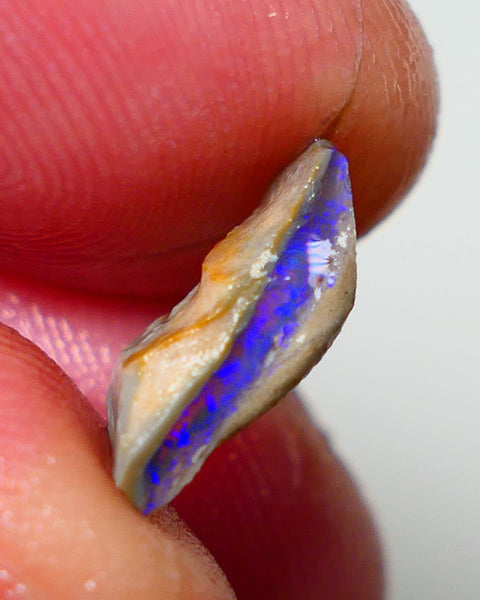 Lightning Ridge Rough Opal 2.35cts Dark Base Seam Bright Gorgeous Blue Bar to Cut 14x6x4mm NS316