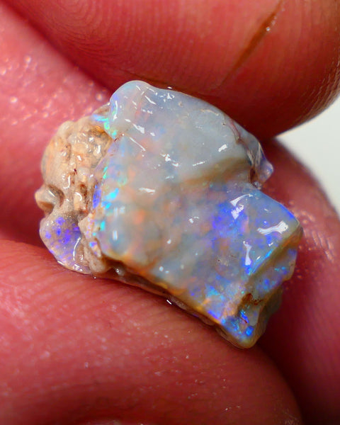 Lightning Ridge Rough Opal 6.00cts Dark Base Seam Bright Vibrant Gorgeous Blue / Green / Teal Bar 16x10x6mm NS337