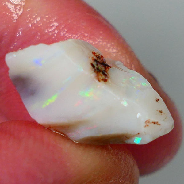 Lightning Ridge Rough Opal 9.40cts Light base Seam showing Yellow Dominant M.colours to cut 18x13x10mm NS331