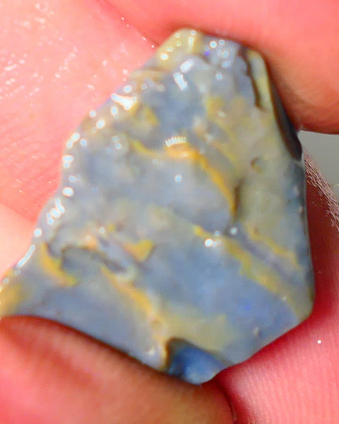 Lightning Ridge Rough Opal 9.50cts Dark Base Seam Bright  Gorgeous Vibrant Blue Bar 20x17x5mm NS345