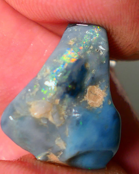 Mulga Rough Opal Gamble 12cts Dark Base Seam Blue Orange Dominant fires to gamble 20x6x9mm NS344