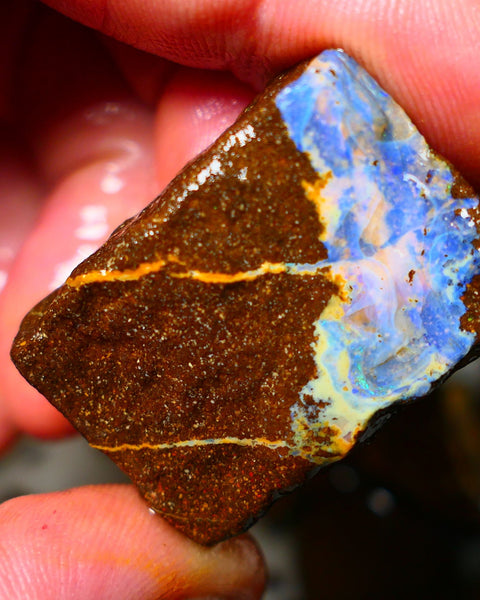 Queensland Boulder / Matrix opal 105cts rough Winton Bright Blue fires show plenty to go at here 32x25x14mm ALP002