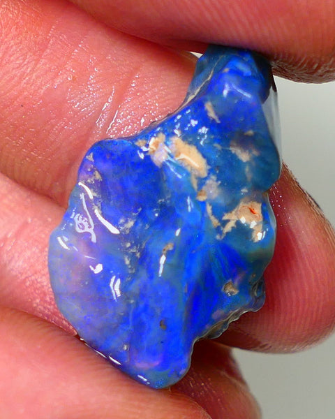 Lightning Ridge Rough Opal 17.00cts Black Base Crystal Knobby Bright  Gorgeous Vibrant Blue Bar 28x16x8mm NSW144