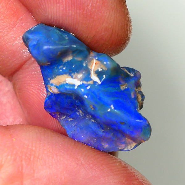 Lightning Ridge Rough Opal 17.00cts Black Base Crystal Knobby Bright  Gorgeous Vibrant Blue Bar 28x16x8mm NSW144
