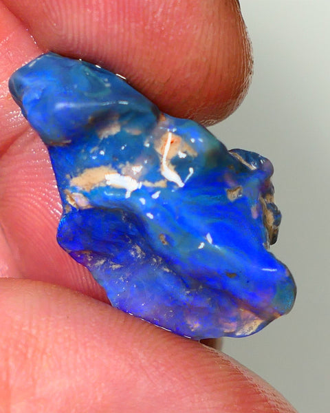 Lightning Ridge Rough Opal 17.00cts Black Base Crystal Knobby Bright  Gorgeous Vibrant Blue Bar 28x16x8mm NSW144