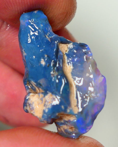 Lightning Ridge Rough Opal 17.00cts Black Base Crystal Knobby Bright  Gorgeous Vibrant Blue Bar 28x16x8mm NSW144