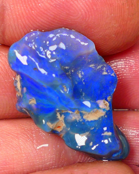 Lightning Ridge Rough Opal 17.00cts Black Base Crystal Seam Bright  Gorgeous  Vibrant Blue Bar 28x16x8mm NS350