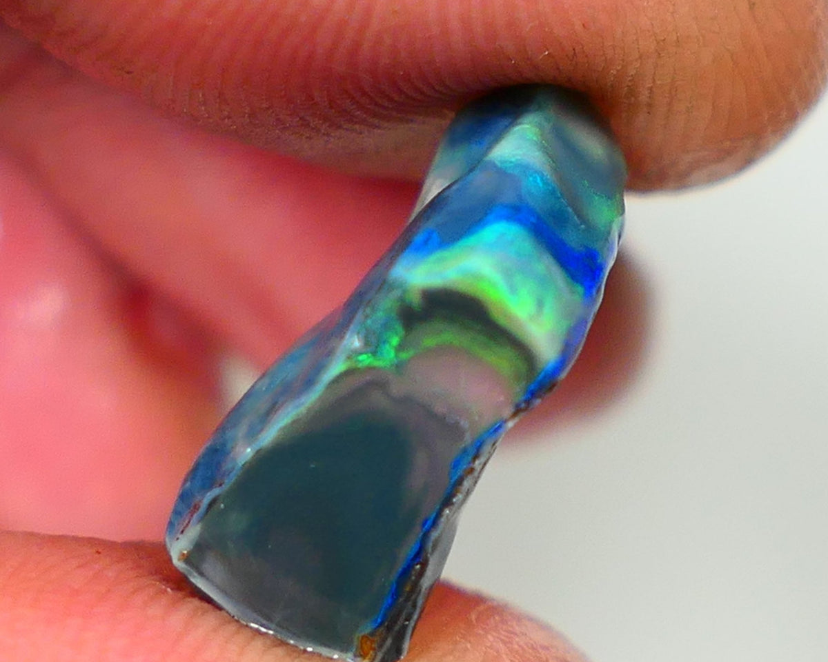 Lightning Ridge Rough Opal 7.25cts Dark Base Seam Bright  Gorgeous Exotic Multifires 18x10x7mm NS349