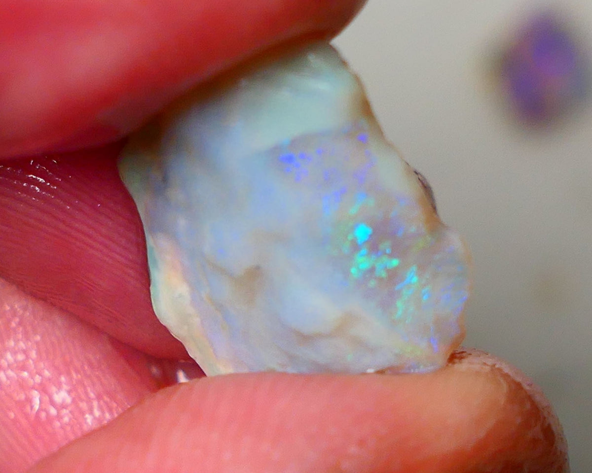 Lightning Ridge Dark Crystal Seam opal rough 7.25cts showing Gemmy bright bar with multi colours to cut worth a gamble on this one cut a gem 16x14x5mm ALP118