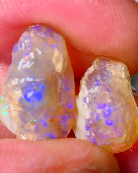 Lightning Ridge Gamble opal rough showing nice bright colours 13.00cts 17x11x8mm & 13x12x11mm ALP112