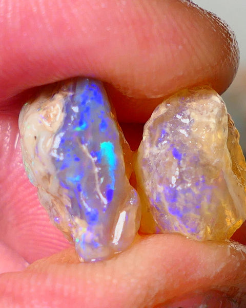 Lightning Ridge Gamble opal rough showing nice bright colours 13.00cts 17x11x8mm & 13x12x11mm ALP112