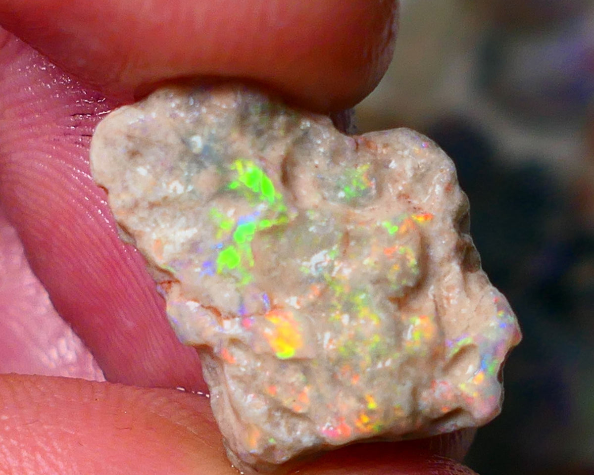 Lightning Ridge Gamble knobby opal formation rough showing Vibrant bright Multi colours 17x12x7mm AL139