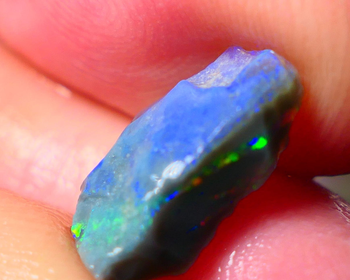 Lightning Ridge Small Cutters Seam opal rough 2.65cts showing Gorgeous bright Multi Colours 13x8x4mm AL153