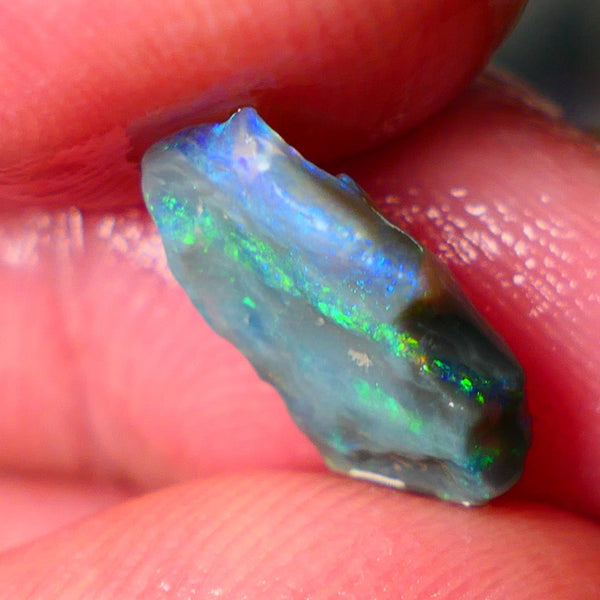 Lightning Ridge Small Cutters Seam opal rough 2.65cts showing Gorgeous bright Multi Colours 13x8x4mm AL153