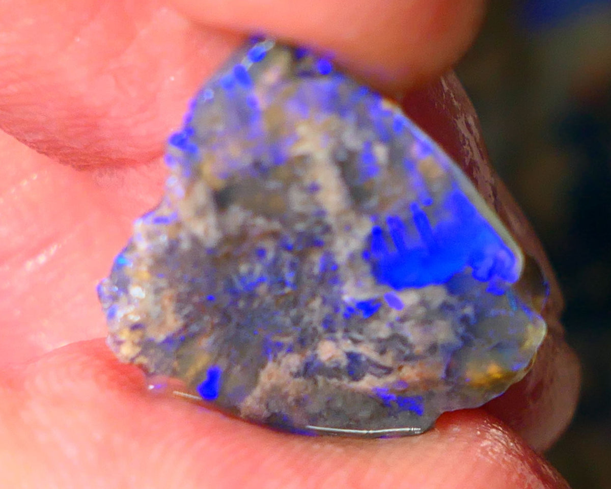 Lightning Ridge Dark opal Rub / rough 5.25cts  showing nice bright blue colours 18x16x3mm ALP144