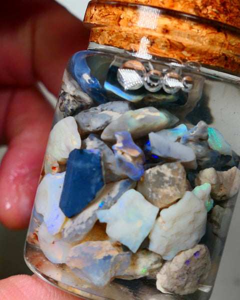 Lightning Ridge Rough Opal 150cts Mixed Potch & colours  15mm to chip size range Auction32(jar1)