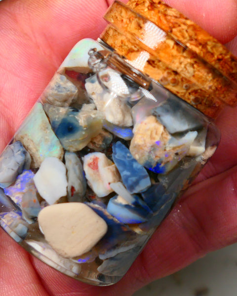 Lightning Ridge Rough Opal 150cts Mixed Potch & colours  15mm to chip size range Auction34(jar3)