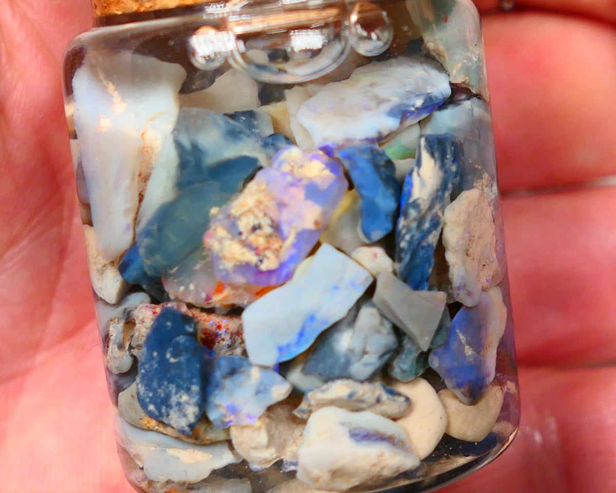 Lightning Ridge Rough Opal 150cts Mixed Potch & colours  15mm to chip size range Auction35(jar4)