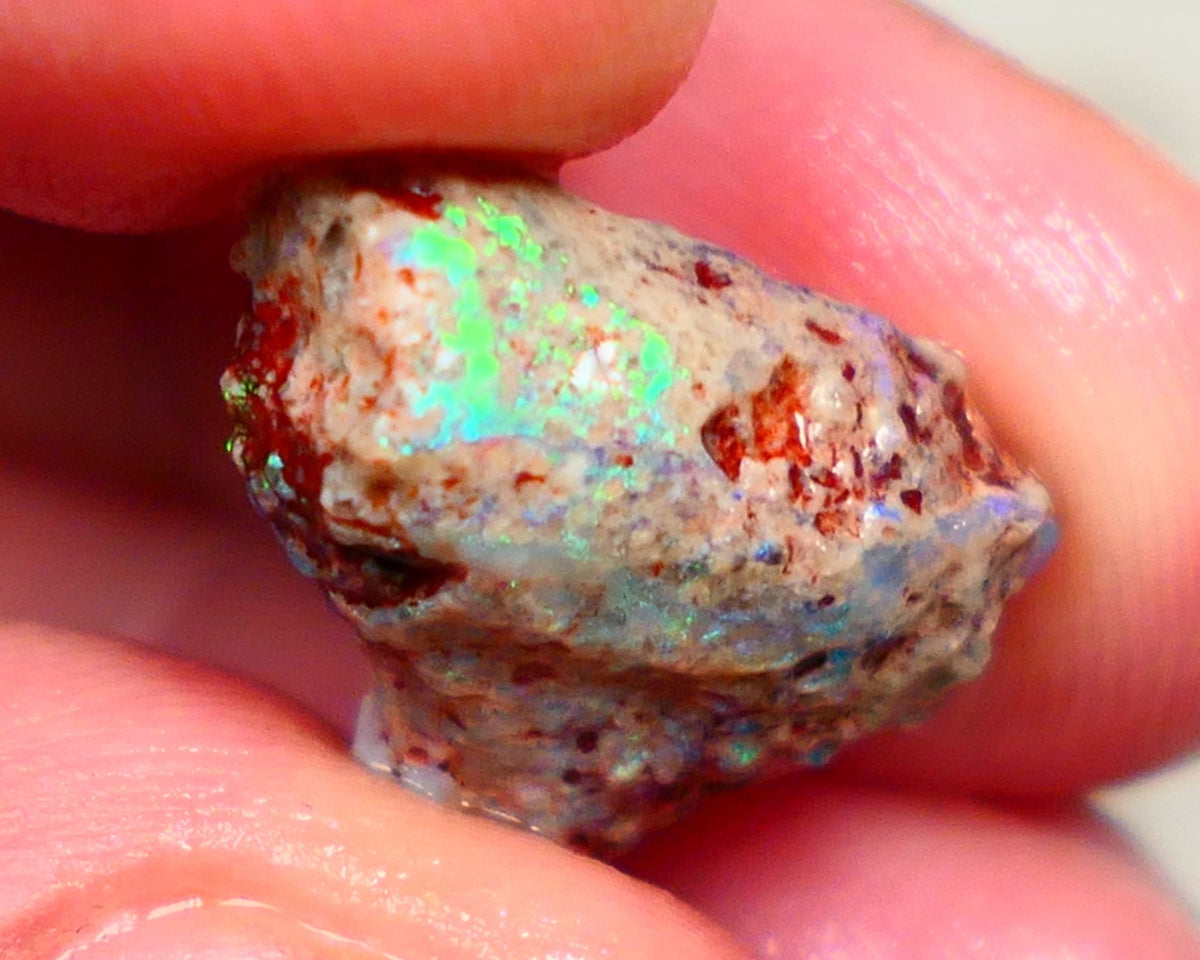 Lightning Ridge Rough Opal formation 9.50cts interesting exotic piece Green & Blue dominant multifires 18x14x7mm Auction56