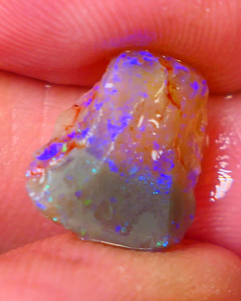 Bright & Colourful Rubbed knobby dark base rough 4.50cts L/Ridge Bright Blues colours 14x12x5mm Auction50