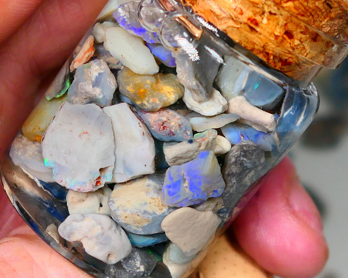 Lightning Ridge Rough Opal 150cts Potch & Colours to go at and explore 13mm to chip size Auction70(Jar8)