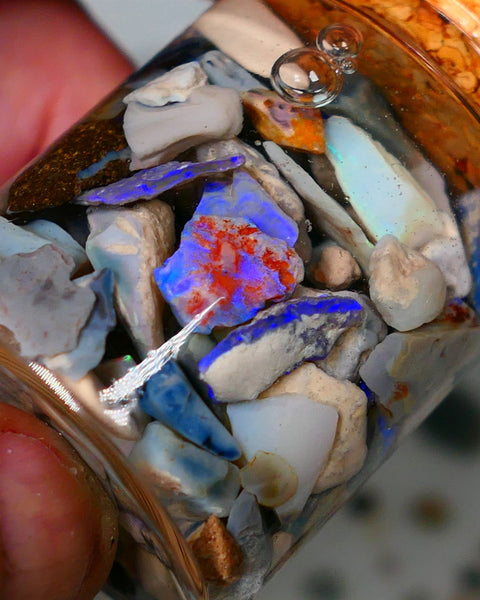 Lightning Ridge Rough Opal 150cts Potch & Colours to go at and explore 13mm to chip size Auction72(Jar10)