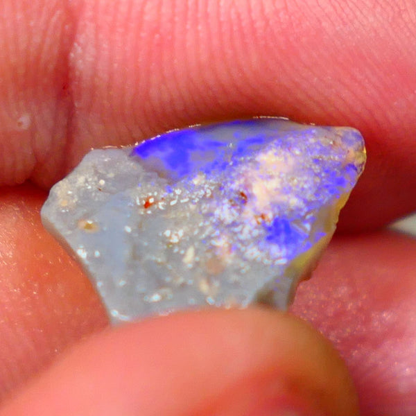 Lightning Ridge Rough rub Opal 3.15cts Dark Base blue dominant fires to cut and polish 15x13x3mm NSW132