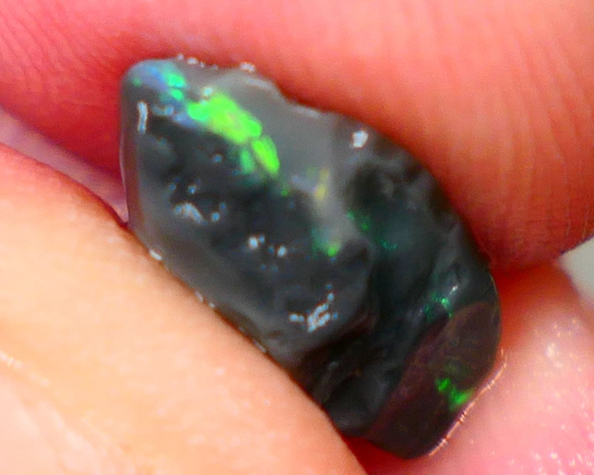 Pea Knobby L/Ridge Rough Black opal 3.20cts small sized but packing a Bright Multicolour bar to chase and explore 13x9x5mm Auction87