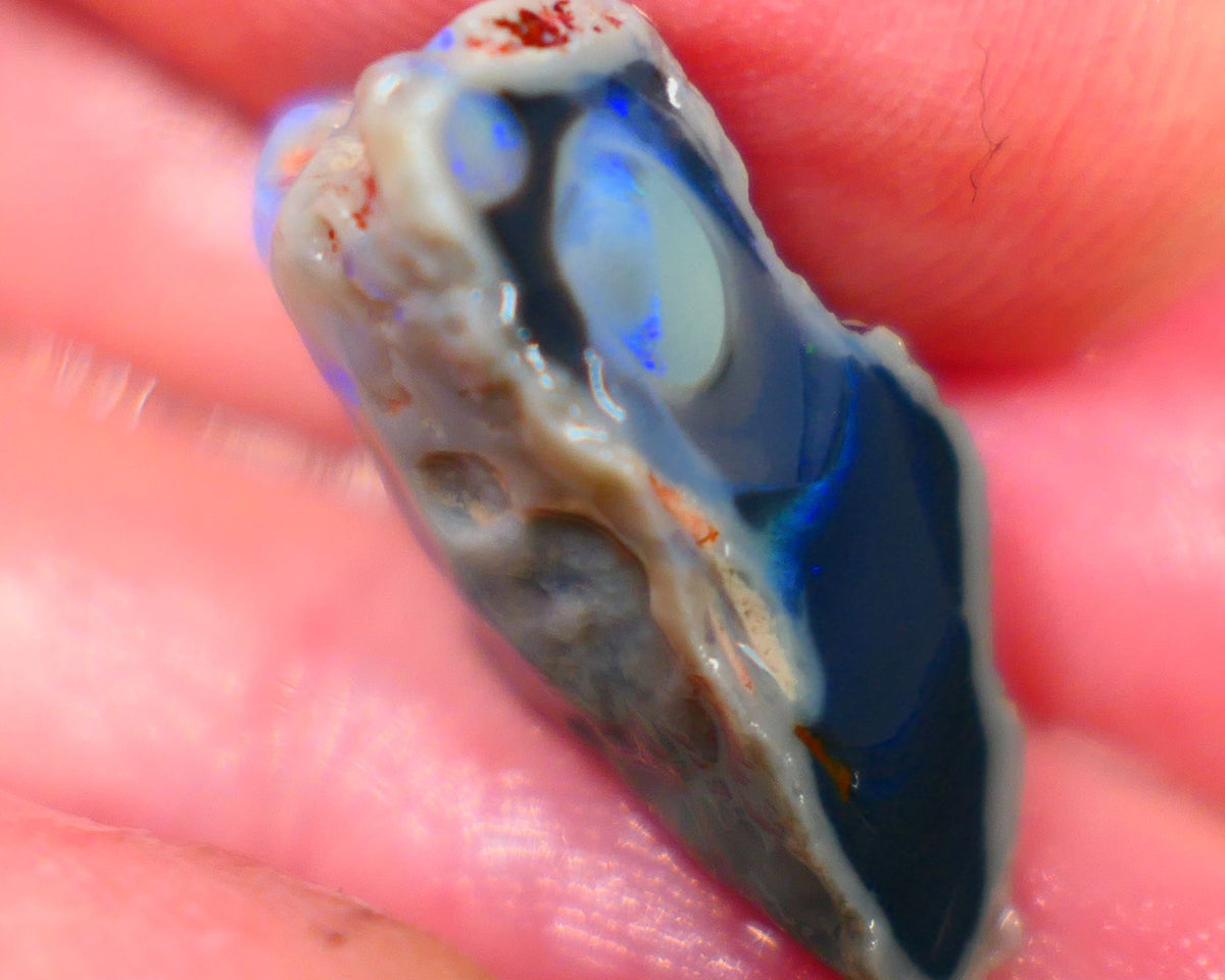 Lightning Ridge Rough Opal half of a black centered knobby split 15.00cts Showing Blue fires Maybe a Picture stone? 24x13x9mm Auction103