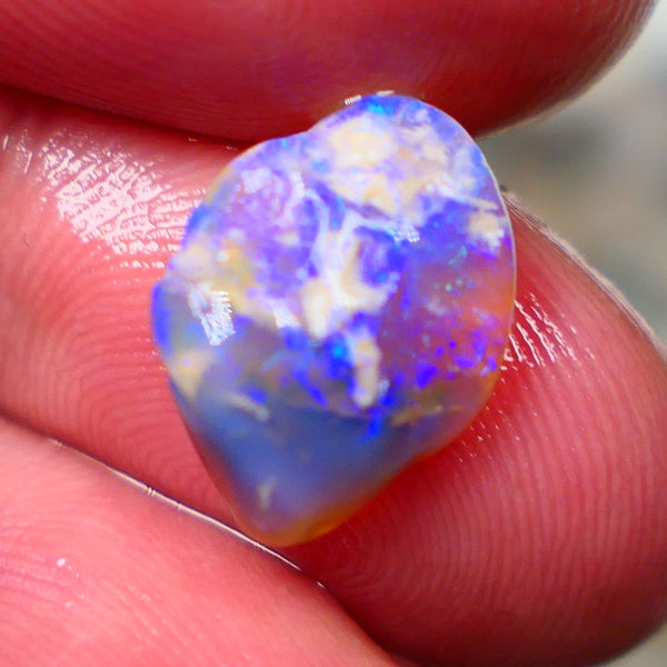 Lightning Ridge Crystal knobby opal rub rough 3.75cts Bright Blues exposed with some clay/sand host to work around 14x11x5mm NSW137