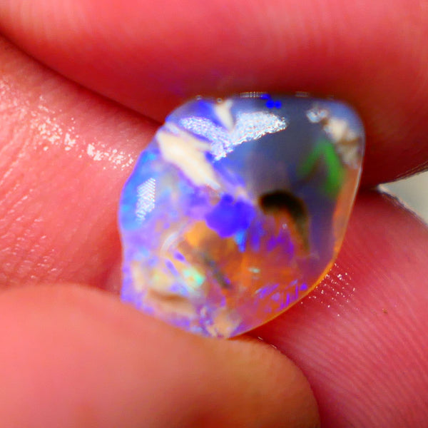 Lightning Ridge Crystal knobby opal rub rough 3.75cts Bright Blues exposed with some clay/sand host to work around 14x11x5mm NSW137