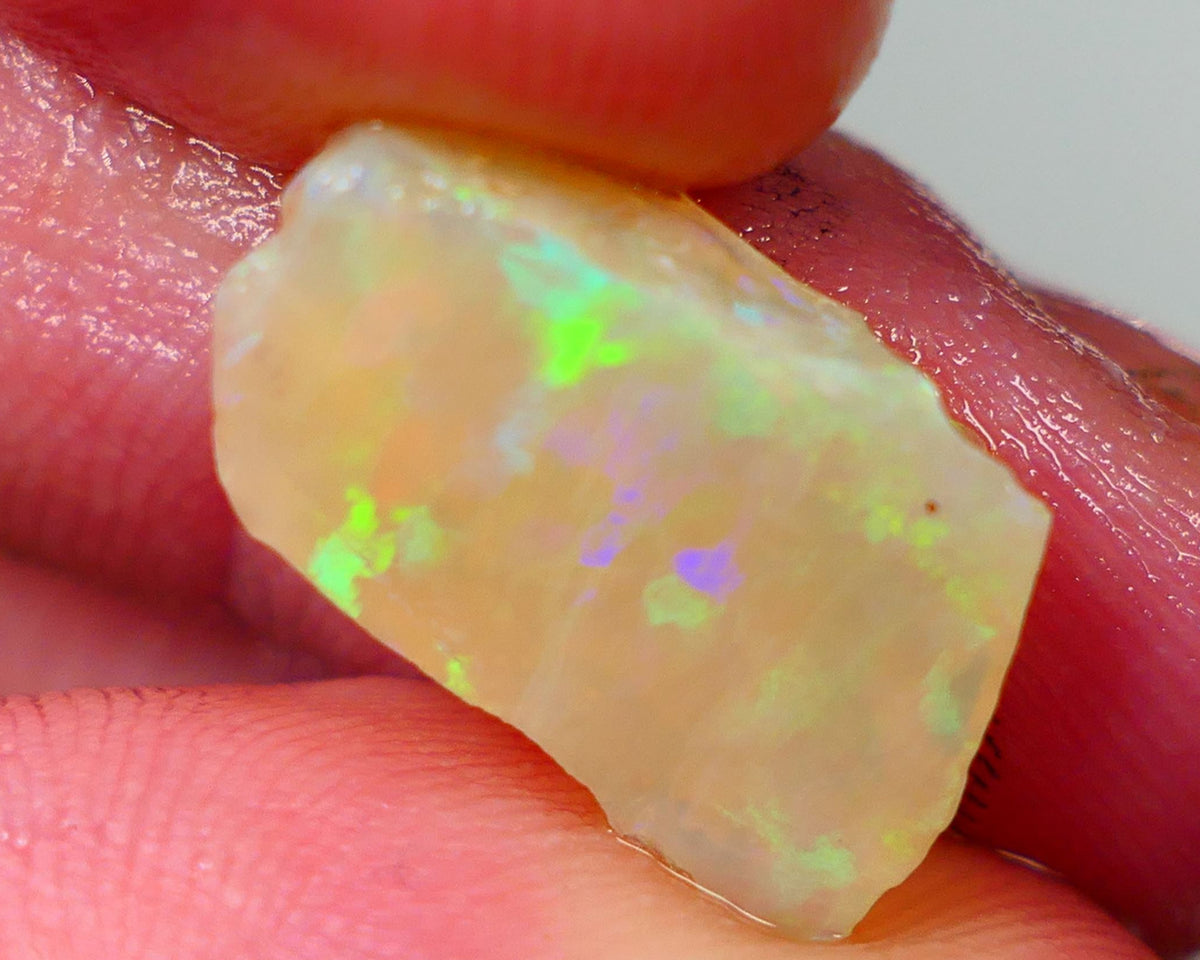 Mintabie Dark Crystal seam opal rub/rough 6.75cts Gorgeous Multifires showing through out with more bar to expose 18x10x5mm Auction192