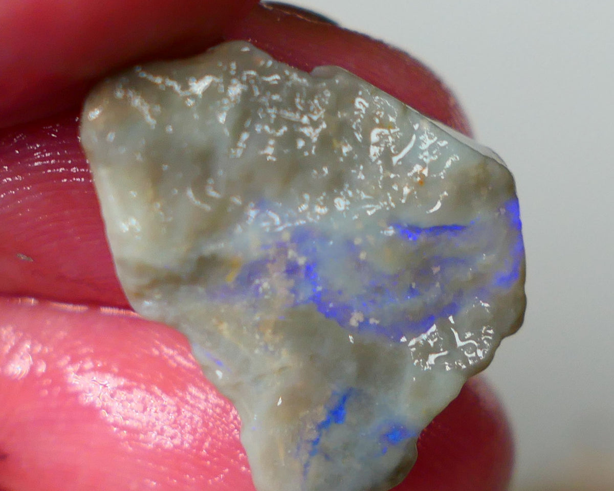 Mintabie Dark base seam opal rough 8.75cts Showing Bright blues throughout 21x18x5mm Auction194