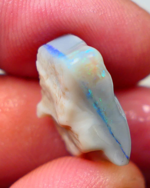 Lightning Ridge Seam opal Dark base 11.75cts Bright Blue bar with some Green fires 19x11x8mm Sold as gamble Auction173