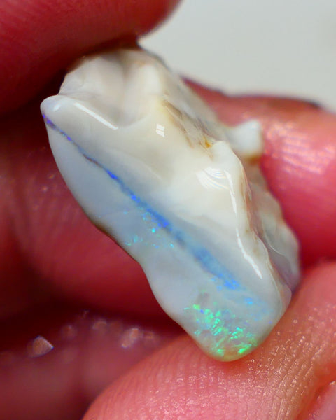 Lightning Ridge Seam opal Dark base 11.75cts Bright Blue bar with some Green fires 19x11x8mm Sold as gamble Auction173